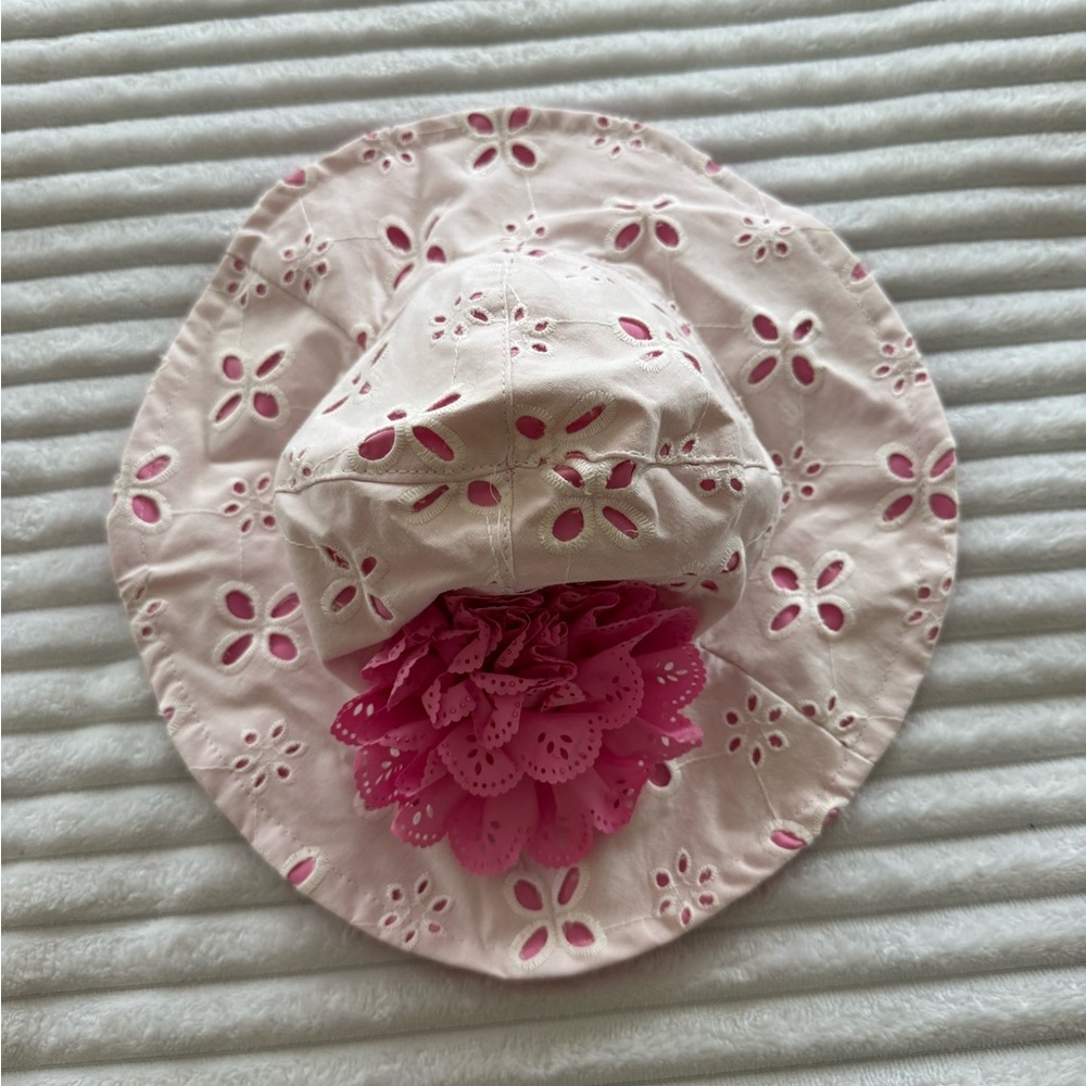 Kids Floral and Eyelet Hats - Blue and Pink - Picture 5 of 11